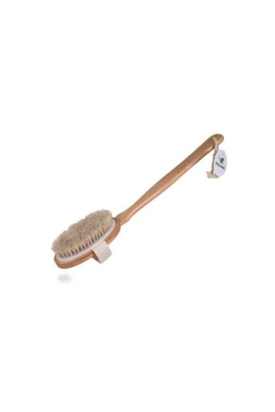 Premium %100 Doğal At Kılı Banyo Fırçası Ahşap Saplı Selülit Önleyici Yumuşak Vücut Masaj Sırt Kese ürün görseli 1