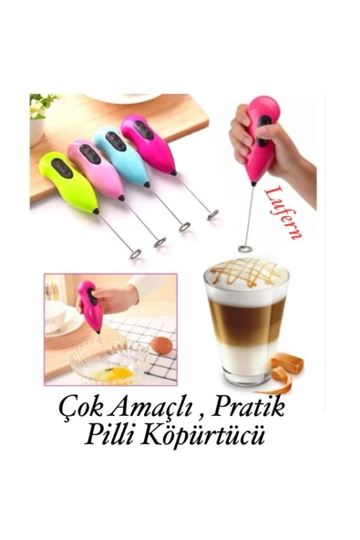 Kahve Süt Köpürtücü Cappuccino Yumurta Sos Krema Çırpıcı Çelik Uçlu Pratik Pilli Mini Karıştırıcı ürün görseli 1