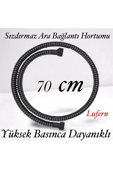 70 cm Siyah Kısa Tepe Ara Duş Hortumu Spiral Robot Bağlantı Örgü Dayanıklı Kopmaz Patlamaz Sızdırmaz ürün görseli 1