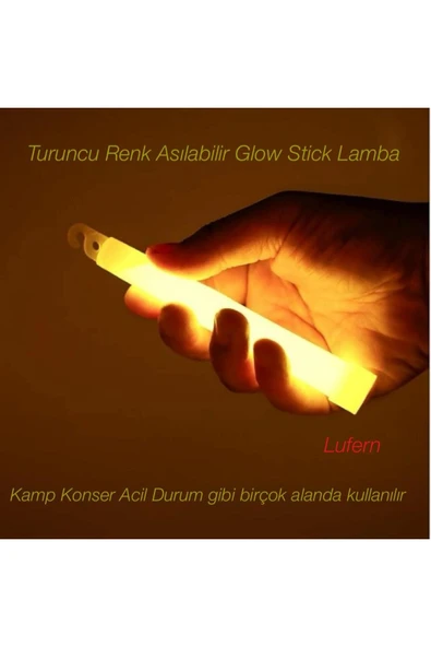 Turuncu Renk Karanlıkta Yanan Asılabilir Glow Stick Lamba Kamp Konser Festival Acil Durum 1 Adet ürün görseli 1