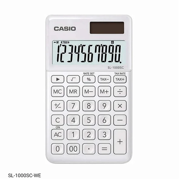 Casio SL-1000SC-WE Cep Tipi 10 Hane Beyaz Hesap Makinesi ürün görseli 1