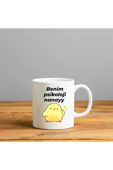 Dekor Benim Psikoloji Nanayy Baskılı-Hediyelik Seramik Kupa Bardak ürün görseli 1