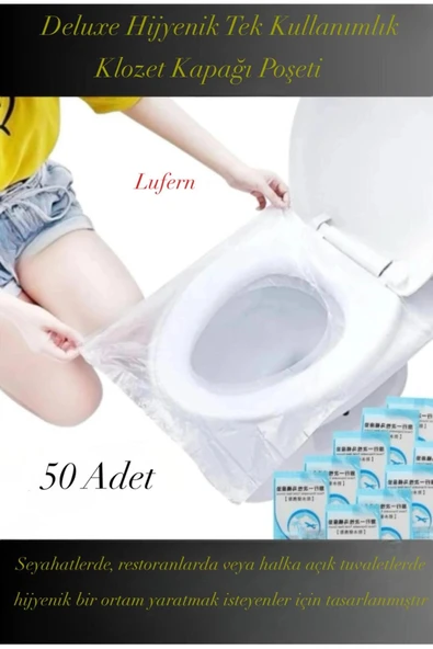Deluxe Hijyenik Tek Kullanımlık Klozet Kapağı Poşeti Seyahat Restoran Kamusal Alan 50 Adet ürün görseli 1