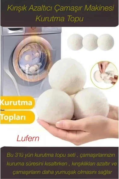 Çamaşır Makinesi Kurutma Topu Sürtünme Engeller Kırışıklık Azaltıcı Çabuk Kuruma Yün Yumuşatıcı 3'lü ürün görseli 1