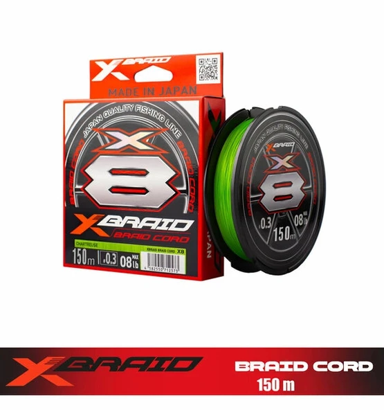 YGK X035 BRAID CORD PE X8 150M 3.6KG 0.09MM FLUO GREEN AJI LRF İP MİSİNA ürün görseli 1