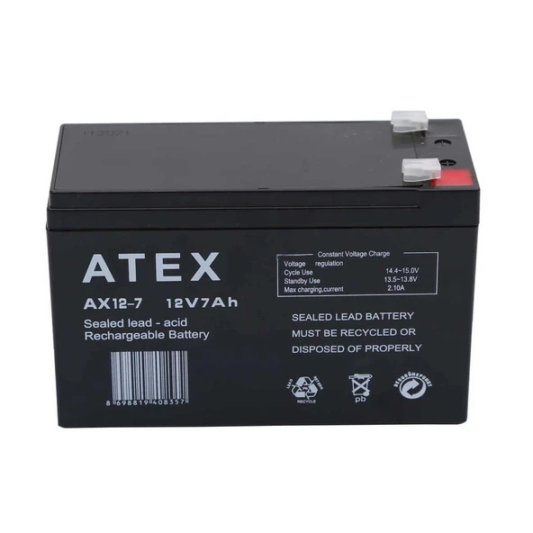 Atex Ax12-7 12v 7ah Akü ürün görseli 1