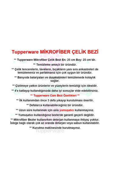 Tupperware Mikrofiber Çelik Bezi Temizlik Bezi Hsgl - Resim 3