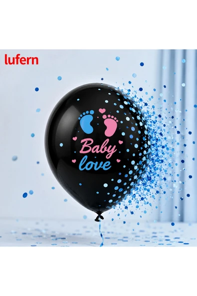 Dayanıklı Mavi Konfetili Gender Reveal Cinsiyet Balonu Baby Shower Parti Erkek Bebek Sürpriz ürün görseli 1