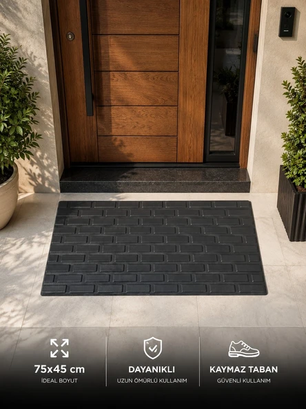 Kapı Önü Paspas 75x45 cm Kaymaz Tabanlı Yıkanabilir Çok Amaçlı Dış Mekan Paspası ürün görseli 1