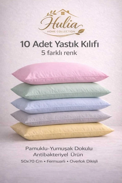 Altıntaş soft Yastık Kılıfı 10 Adet Pamuklu 5 Farklı Renk Yumuşak Doku 50*70 cm Fermuarlı 5 Çeşit Renkli ürün görseli 1