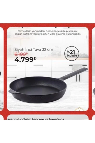 CooknKeep Siyah İnci 32 Cm Tava ürün görseli 1