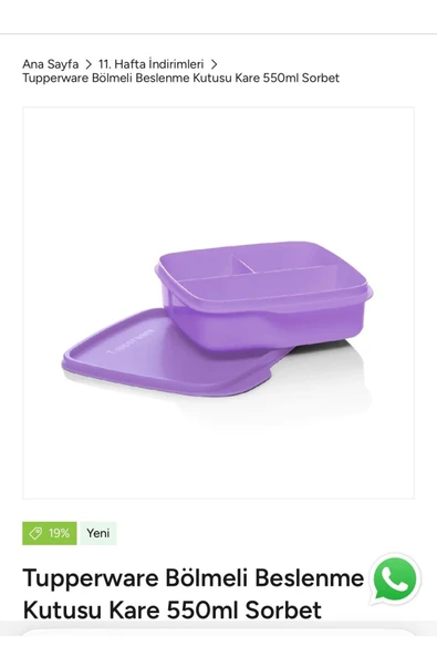 Tupperware Bölmeli beslenme 550 ml görseldeki renk ürün görseli 1