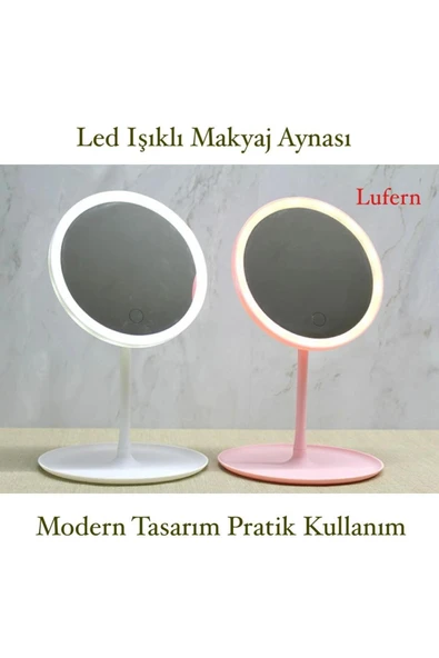 Premium Yuvarlak Ledli Makyaj Aynası Modern 30X18 Cilt Bakım Kişisel Bakım Uzun Ömürlü Masa Üstü ürün görseli 1