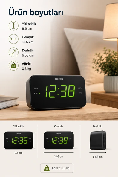 Philips TAR3306/12 Masaüstü Saatli Radyo - Resim 4
