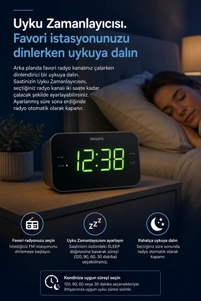 Philips TAR3306/12 Masaüstü Saatli Radyo - Resim 6