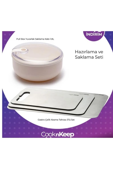 CooknKeep Pull Box Kesme Tahtası Ve Saklama Kabı ürün görseli 1