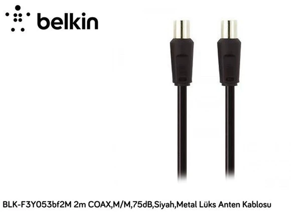Belkin BLK-F3Y053BF2M 2mT Coax,M-M75db,Siyah,Metal Kablo ürün görseli 1