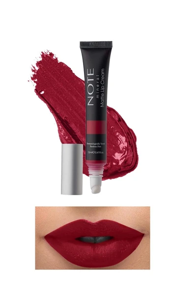 Note Mineral Matte Lip Cream 06 Go Red Yarı Mat Bitişli Likit Ruj - Kırmızı ürün görseli 1