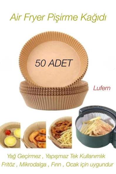 50 Adet Air Fryer Pişirme Kağıdı Tek Kullanımlık Ocak Mikrodalga Fritöz Fırın Yağ Geçirmez Yapışmaz ürün görseli 1
