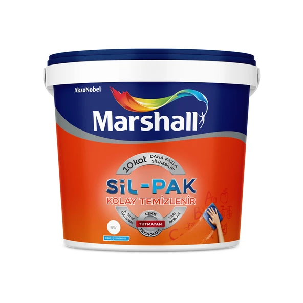 Marshall Sil-Pak Leke Tutmayan 10 Kat Fazla Silinebilir İç Cephe Boyası BW Baz 7,5 L ürün görseli 1