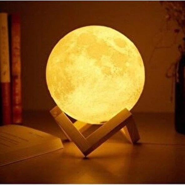 Ahşap Standlı Ay Gece Lambası 12Cm - Resim 2