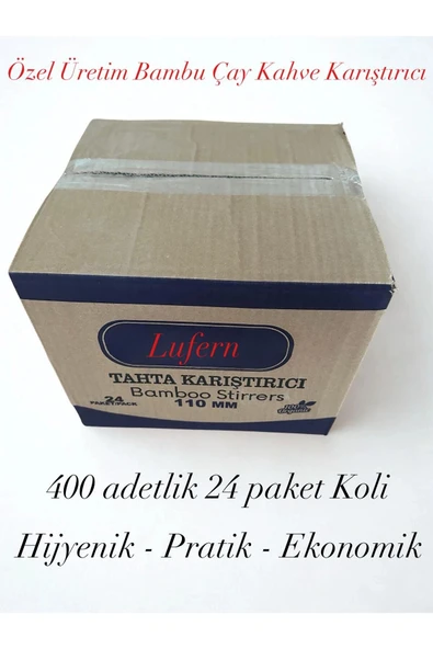Özel Üretim Tahta Ahşap Bambu Çay Kahve Karıştırıcı Çubuk Kaşık 11 Cm 400 Adetlik 24 Paket Koli ürün görseli 1