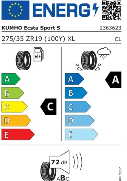 KUMHO ECSTA SPORT PS72 S 275/35R19 100Y Yaz Lastiği - 2026 ürün görseli 1