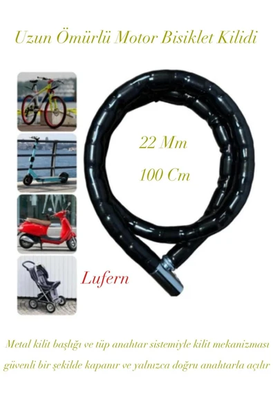 Uzun Ömürlü Motor Bisiklet Kilidi Scooter Metal Kilit Başlık Tüp Anahtar Güvenli Park 22 mm x 100 cm ürün görseli 1