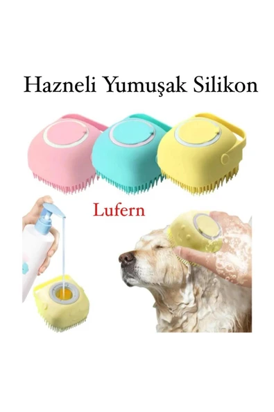 Şampuan Hazneli Silikon Duş Kesesi Kedi Köpek Duş Kesesi Pet Yıkama Kesesi Evcil Hayvan Masaj ürün görseli 1