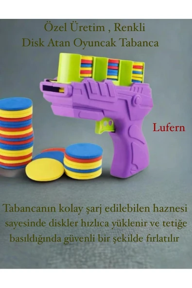 Özel Üretim Disk Atan Oyuncak Tabanca Şarjlı Hafif Dayanıklı Eğlence Renkli Yumuşak 25'li ürün görseli 1