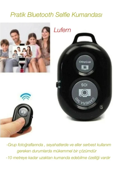 Pratik Bluetooth Selfie Kumandası Uzaktan Grup Fotoğrafı Seyahat Kablosuz İOS Android 10 Mt Mesafe ürün görseli 1