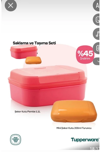 Tupperware Özel kare 1 lt ve istiridye 200 ml görseldeki ürünler ürün görseli 1