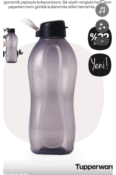 Tupperware Eco şişe 2 litre siyah görseldeki ürün ürün görseli 1