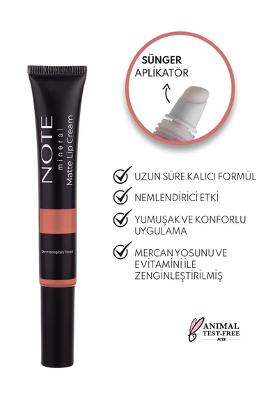 Note Cosmetics Mineral Matte Lip Cream - 07 Brownight - Resim 3