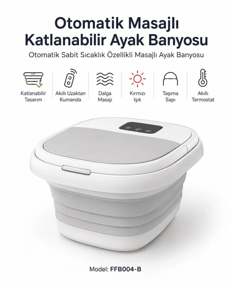 AKILLI AYAK MASAJ ALETİ SPA CİHAZI AKILLI UZAKTAN KUMANDALI KATLANABİLİR TİTREŞİMLİ AYAK DUŞU AYAK YIKAMA AYAKA MASAJI OTOMATİK MASAJLI KATLANABİLİR AYAK BANYOSU ürün görseli 1