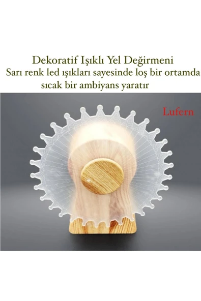 Dekoratif Işıklı Yel Değirmeni Tasarımlı Gece Lambası Masaüstü Ev Ofis Dekoru Ambiyans Modern ürün görseli 1