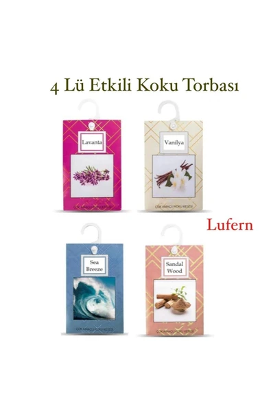 4'lü Dolap İçi Ayakkabılık Çekmece Kokusu Banyo Oda Kötü Koku Torbası Önleyici Kese Ferah Parfüm ürün görseli 1