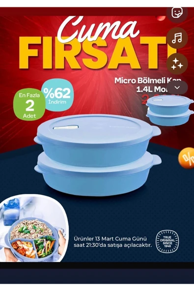 Tupperware Micro kap 1.4 lt iki adet ürün görseli 1