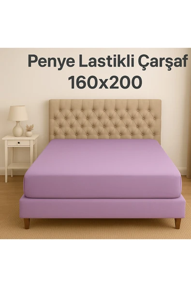Loova Penye lastikli çarşaf çift kişilik 160×200 pamuklu lila renk 4 mevsim uygun ürün görseli 1