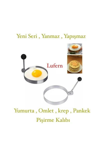 Paslanmaz Çelik Yuvarlak Omlet Kalıbı Krep Pankek Yeni Seri Yanmaz Yapışmaz Pratik Görsel Şık ürün görseli 1