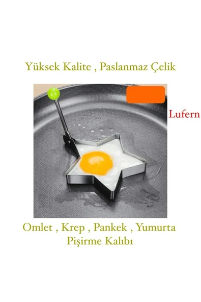 Paslanmaz Çelik Yıldız Şekilli Kızartma Kalıbı Yumurta Omlet Krep Pankek Pancake Pişirme Kalıbı ürün görseli 1