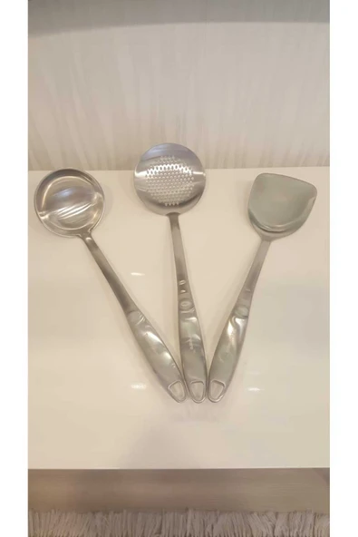 Tupperware peri set, kuğu serisi çelik kepçe kevgir spatula seti ürün görseli 1
