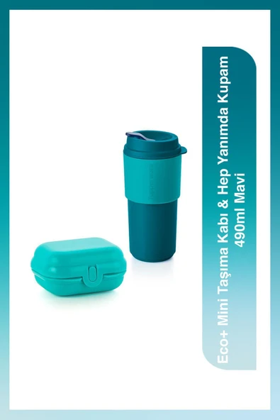 Tupperware Eco Mini Yemek Taşıma Kabı & Hep Yanımda Kupam Mug & Termos Mavi 490 ml ürün görseli 1