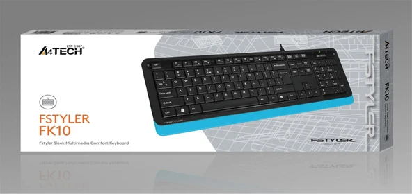 A4 Tech Fk10 Q Usb Fsytyler Mavi Tr Fn-Multimedya Klavye ürün görseli 1