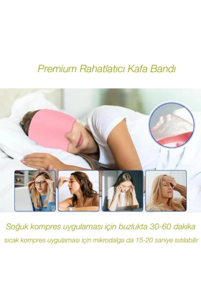 Premium Rahatlatıcı Jel Kafa Bandı Elastik Kadın Erkek Soğuk Sıcak Kompress Ağrı Uyku ürün görseli 1