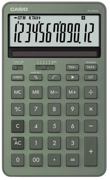 Casio JW-200DQ-GN 12 Hane Puslu Yeşil Masa Üstü Hesap Makinesi ürün görseli 1