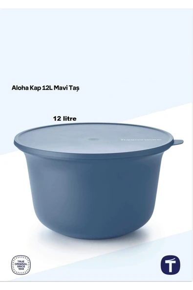 Tupperware Aloha 12 litre mavi taş kamp saklama kabı BÜYÜK BOY ürün görseli 1