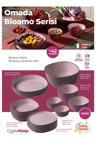 CooknKeep Omado Bioamo servis seti 18 parça ürün görseli 1