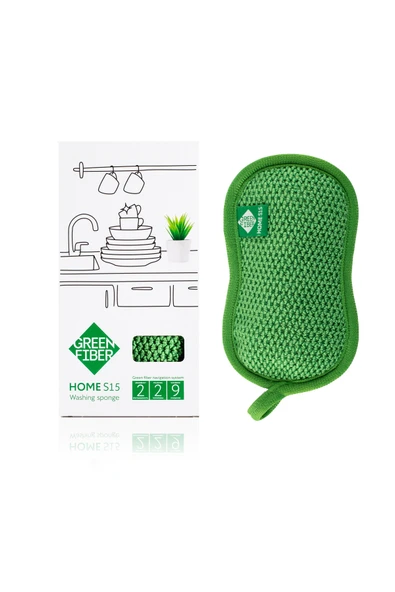 GREENWAY REKLAM GREENWAY 08060 Green Fiber HOME S15 Bulaşık Süngeri yeşil ürün görseli 1
