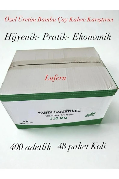 Özel Üretim Tahta Ahşap Bambu Çay Kahve Karıştırıcı Çubuk Kaşık 11 Cm 250 Adetlik 48 Paket Koli ürün görseli 1